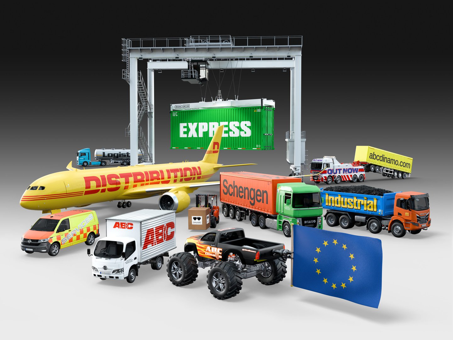 Six years in the making, ABC Schengen packs in the strong, fast-paced energy of industrial fonts as seen on cranes, cars and cargo.