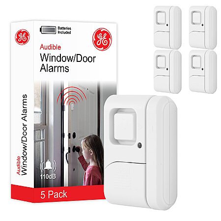 Amazon [amazon.com] has 5-Pack GE Personal Home Security Window and Door Alarm w/ Wireless Chime/Alarm for $11.63. Shipping is free w/ Prime or on $35+.

Walmart [walmart.com] has 5-Pack GE Personal H