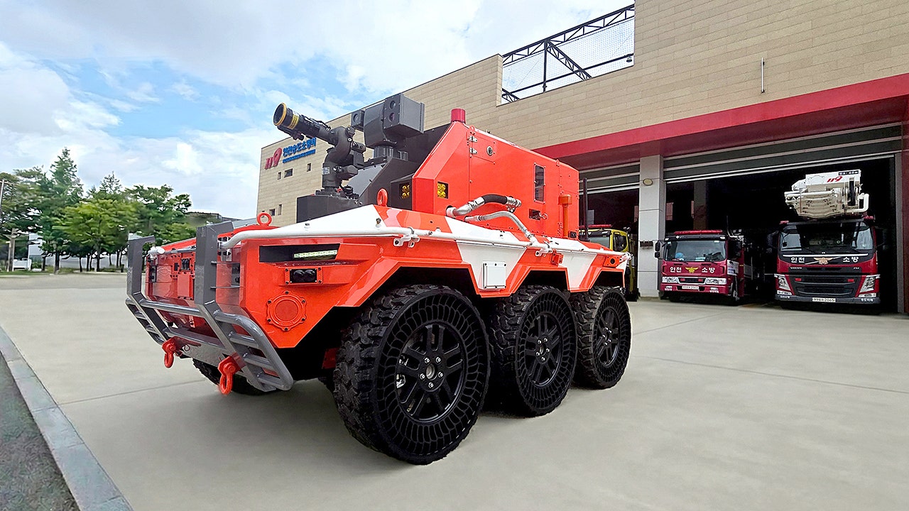 New robotic firefighting vehicles use thermal cameras and water cannons to locate fires and hazards before firefighters step inside a building.