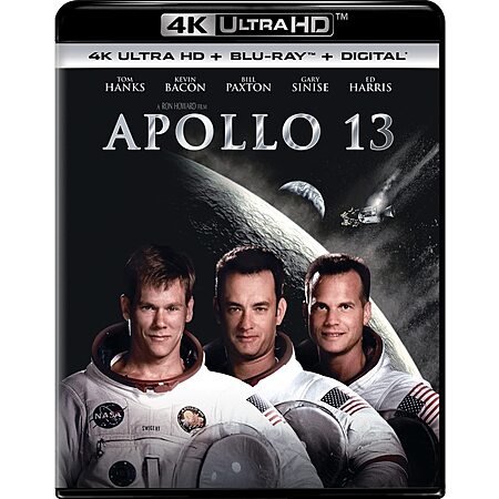 Amazon has Apollo 13 (4K Ultra HD + Blu-ray + Digital) on sale for $11.49. Shipping is free with Prime or on $35+ orders.

Walmart also has Apollo 13 (4K Ultra HD + Blu-ray + Digital) on sale for $1