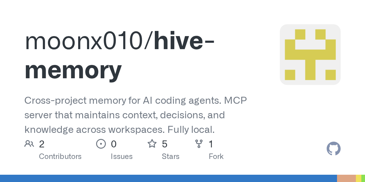 I built an MCP server that gives AI coding agents persistent memory across projects.The problem: tools like Claude Code and Codex have per-project memory, butwhen you switch between projects, the agent starts from scratch. "How was that API project going?" — …