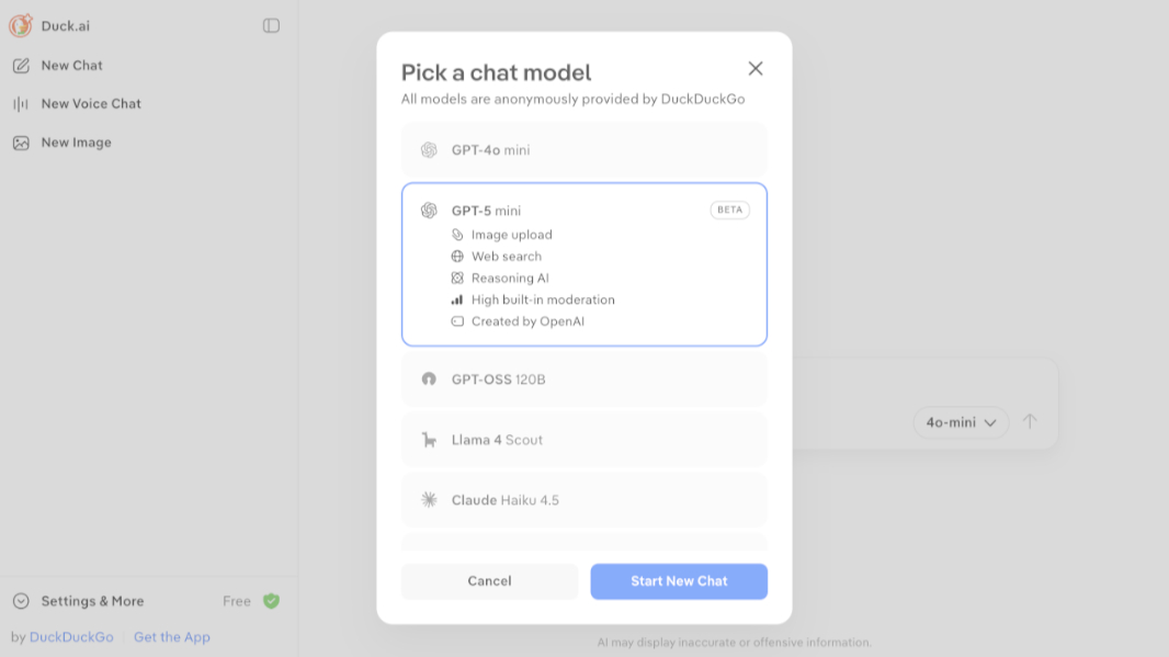 DuckDuckGo announced this morning that Duck.ai now supports more powerful reasoning models like GPT-5 mini.
The post DuckDuckGo Brings More Powerful Reasoning Models to Duck.ai appeared first on Thurrott.com.