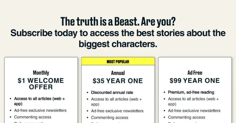 Charlotte Tobitt / Press Gazette:
The Daily Beast surpassed 100K subscribers to its site in January and has launched paid offerings on Substack, where it has four newsletters, and YouTube&nbsp; —&nbsp; ‘Highbrow tabloid’ has more than 100,000 paying subscribers plus th…
